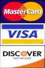 Accepted Credit Cards - Visa, Master, and Discover